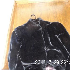 BORGACIA SZ. XL .LONG BLACK FAUXFUR,LINED COAT,